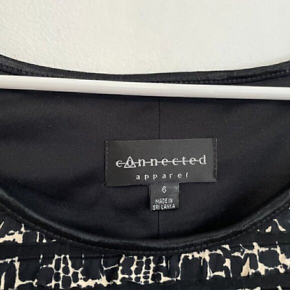 CONNECTED APPAREL Black Beige Giraffe Leopard Animal Tiered Ruffle Sheath Dress - Picture 3 of 10